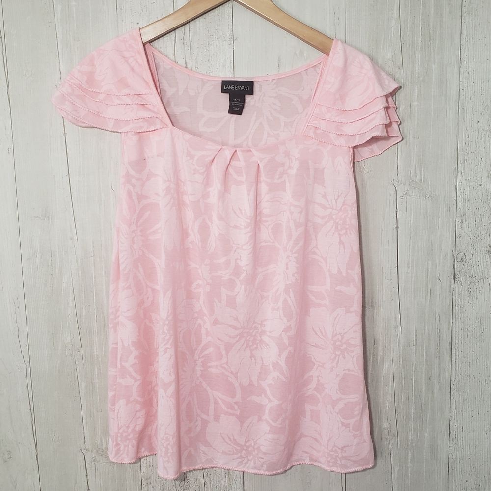 Lane Bryant Womens Size 14 16 Pink Floral Shirt